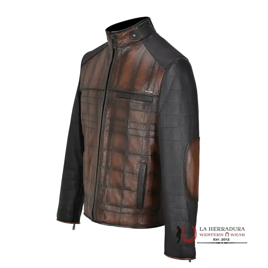 Cuadra Hand-shaded finish brown leather jacket