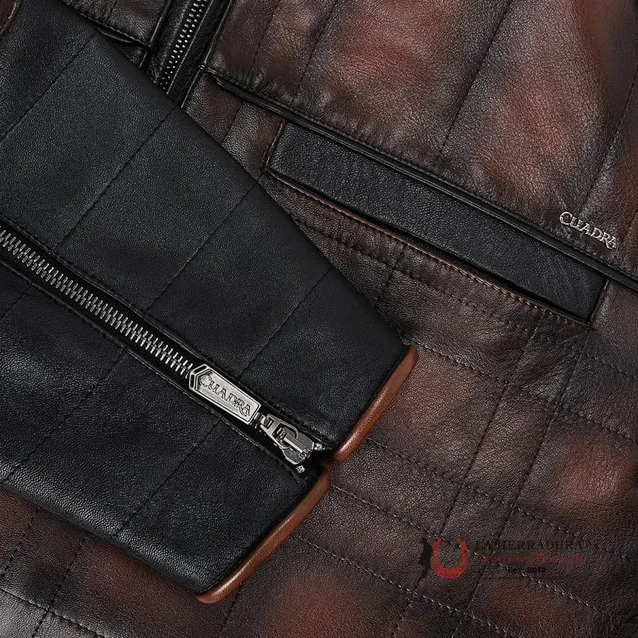 Cuadra Hand-shaded finish brown leather jacket