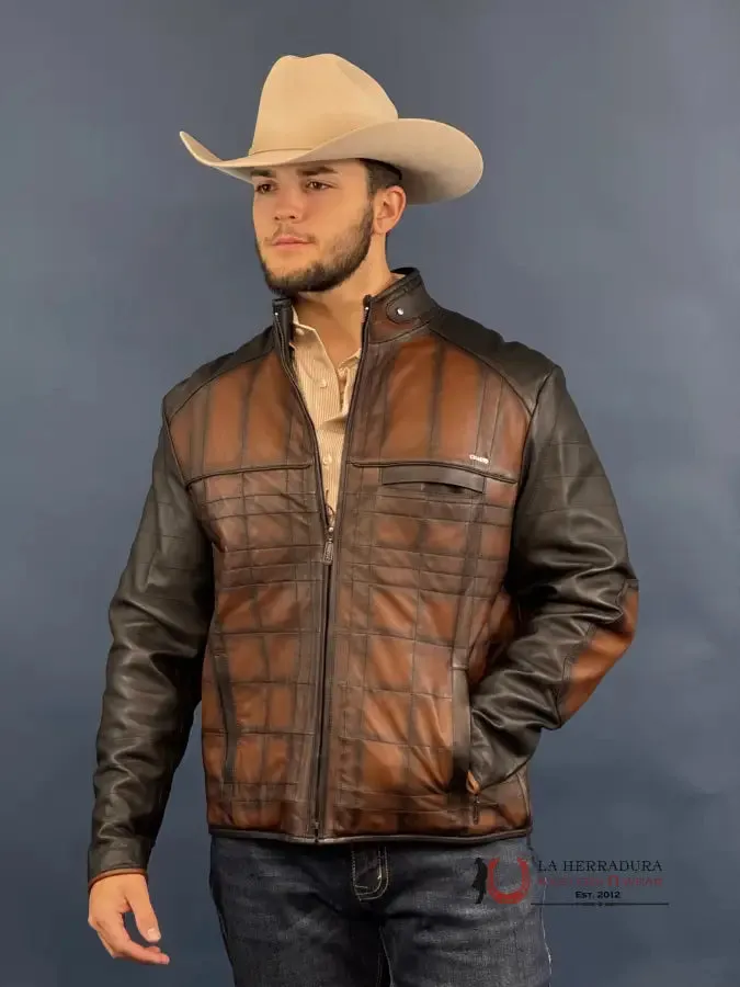Cuadra Hand-shaded finish brown leather jacket