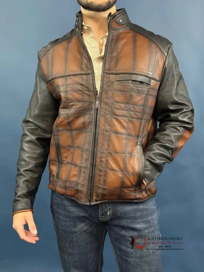 Cuadra Hand-shaded finish brown leather jacket