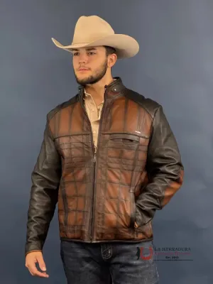 Cuadra Hand-shaded finish brown leather jacket