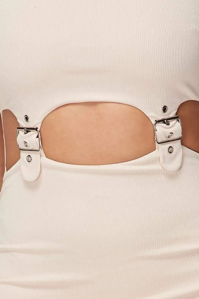 Cut-out Buckle Detail Bodycon Dress