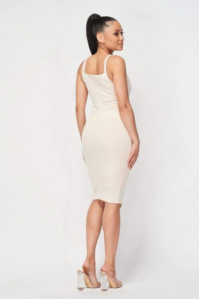 Cut-out Buckle Detail Bodycon Dress