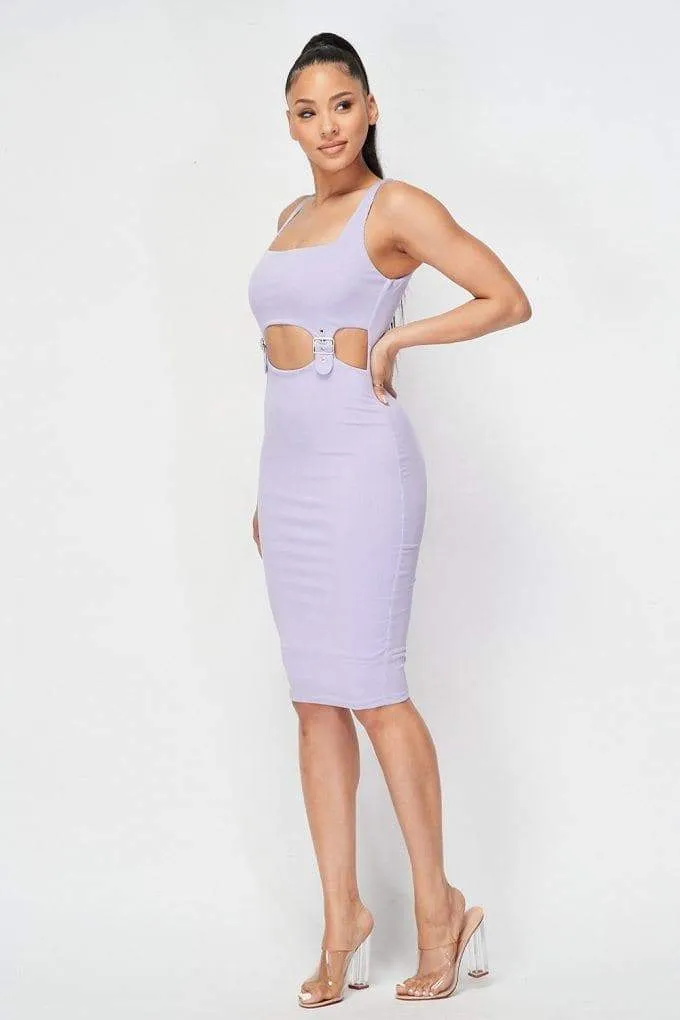 Cut-out Buckle Detail Bodycon Dress