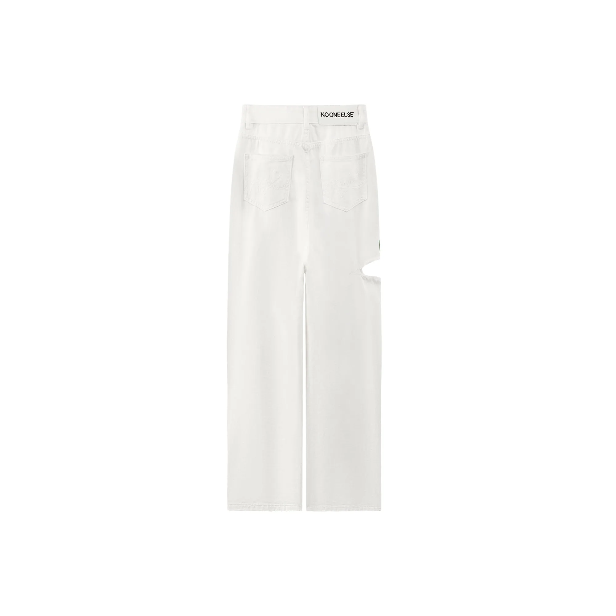 Cutout Front Zip Slit Straight Pants