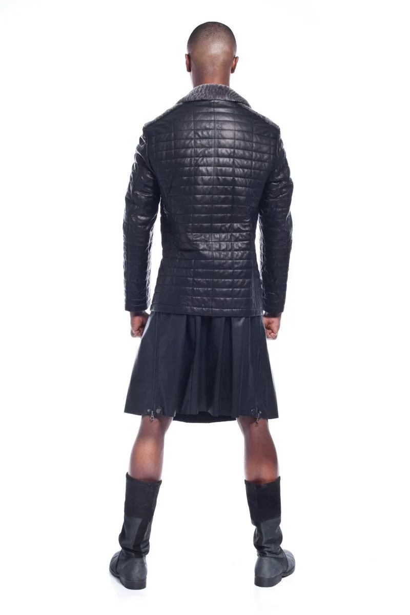 Dire Wolf Men's Quilted Fur Leather Jacket