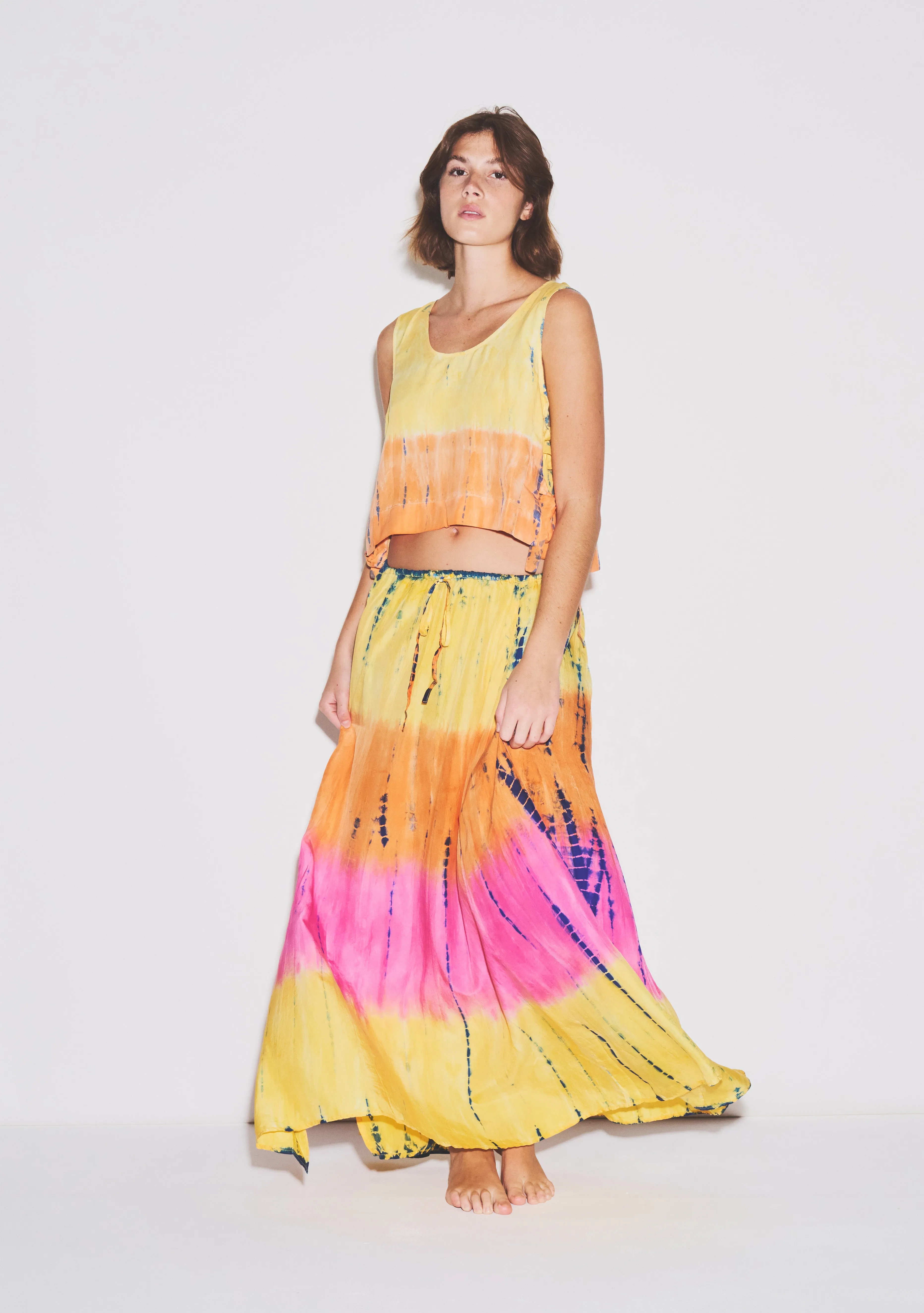 Elastic Midi Skirt | Silk Habotai
