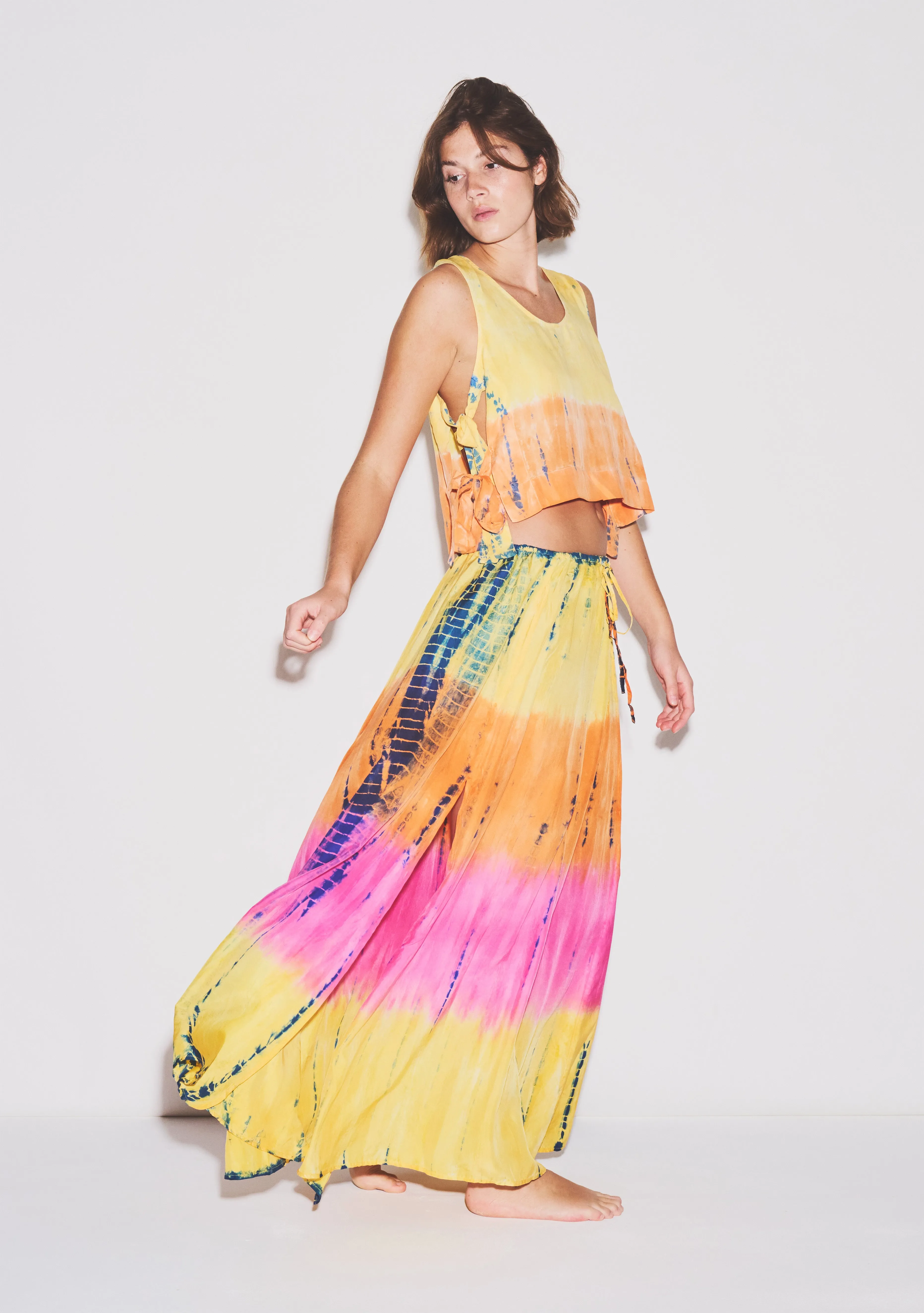 Elastic Midi Skirt | Silk Habotai