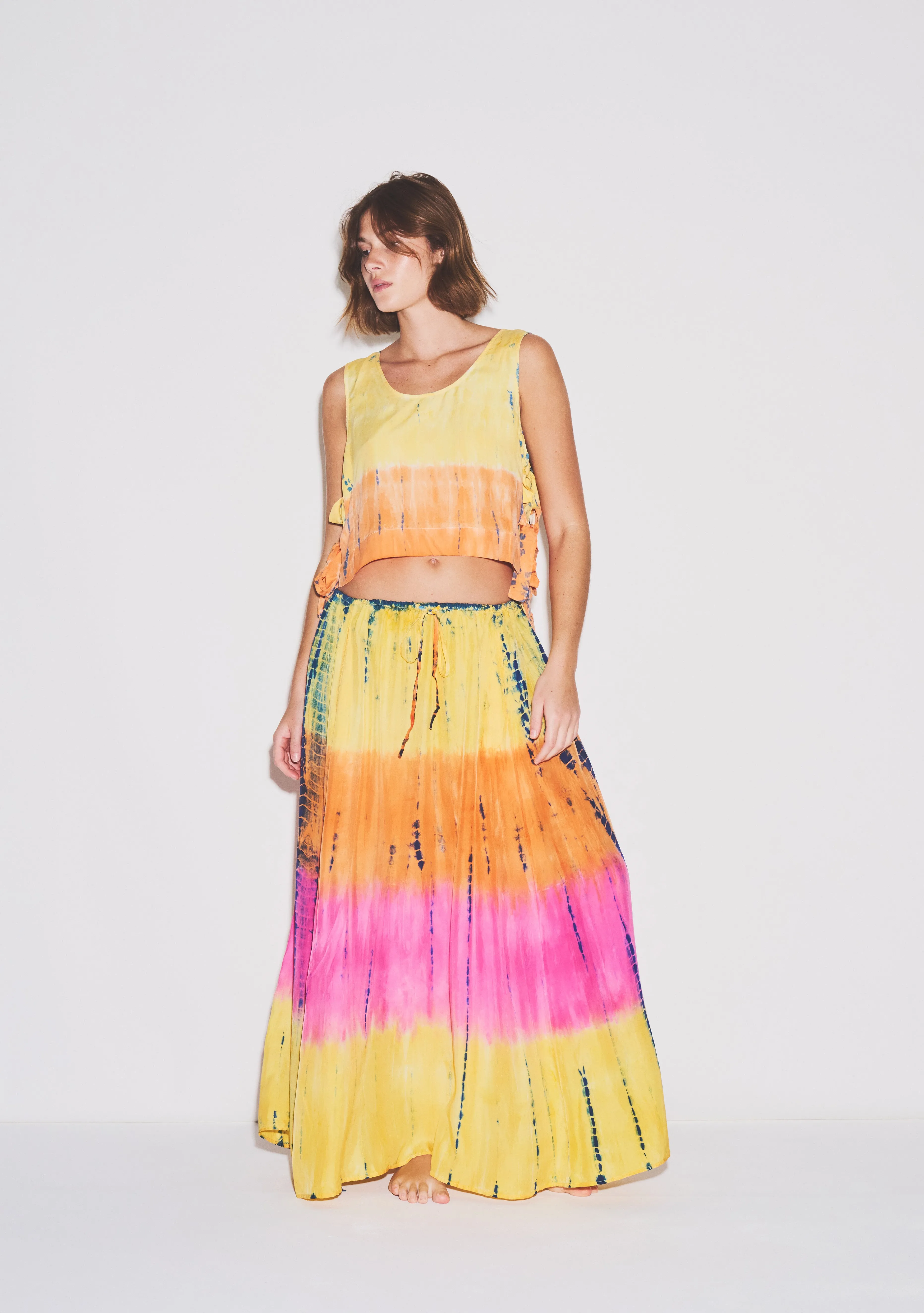 Elastic Midi Skirt | Silk Habotai