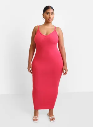 Essential V Neck Maxi Dress - Bubble Gum Pink