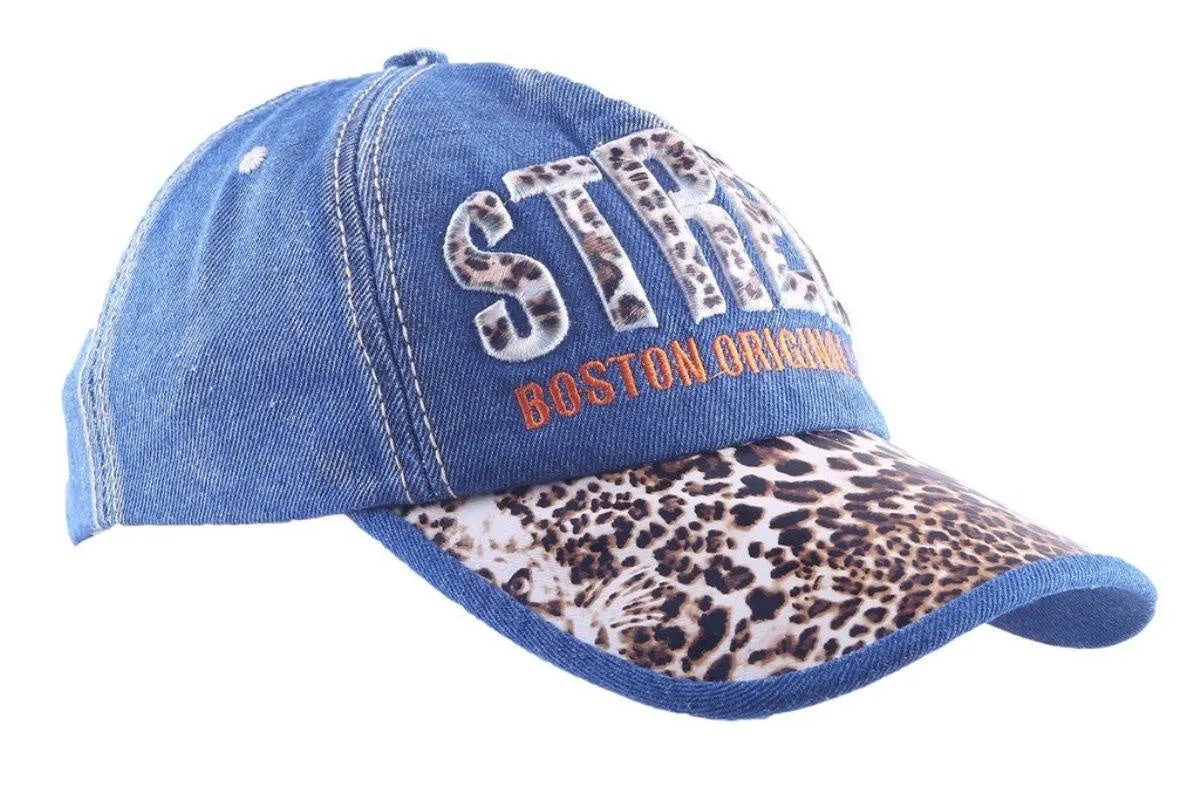 Fabseasons Leopard print  Denim Casual Baseball Cap