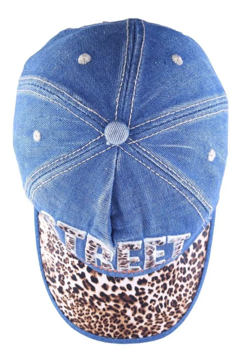 Fabseasons Leopard print  Denim Casual Baseball Cap