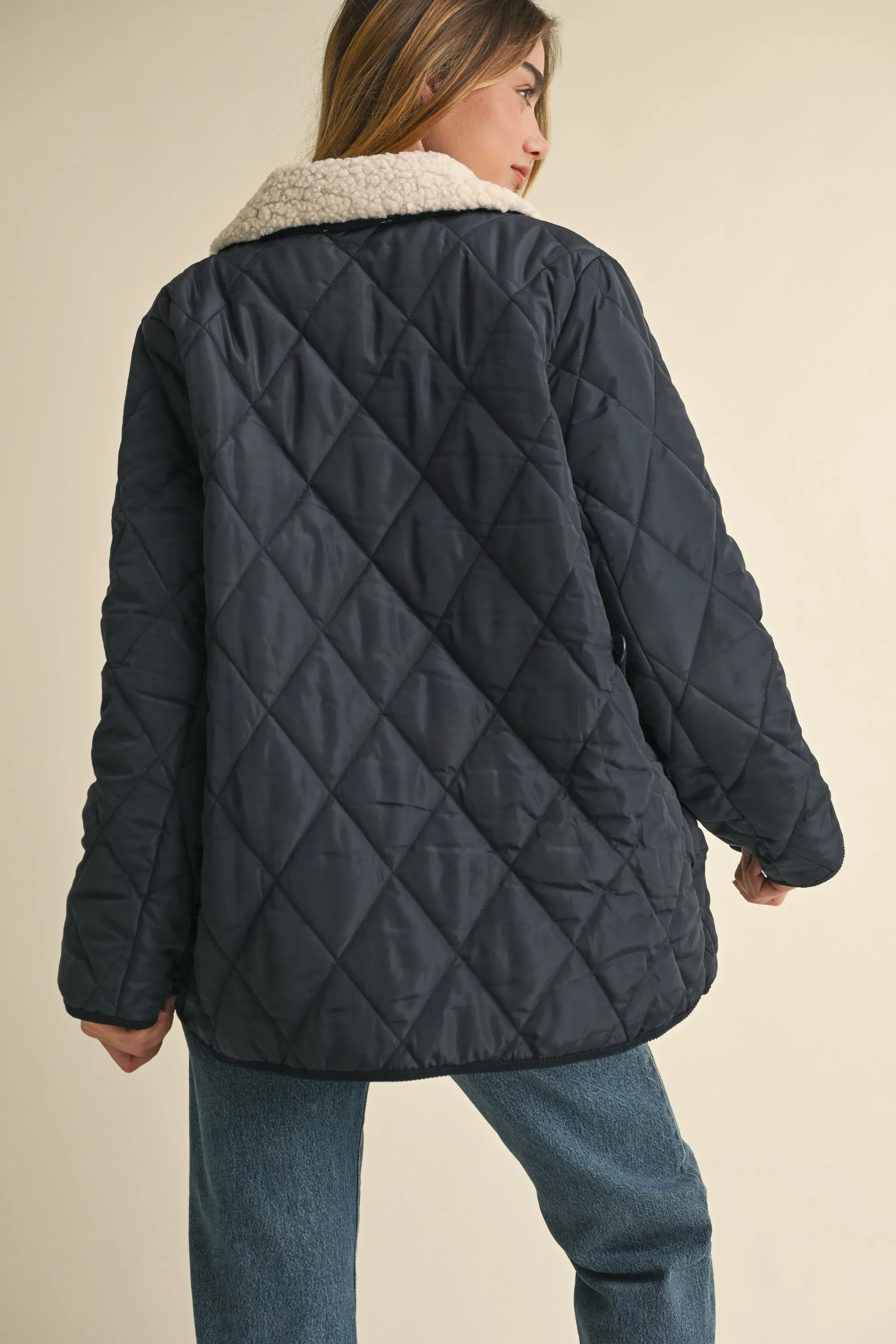 FIANNA SHEARLING COLLAR QUILTED JACKET