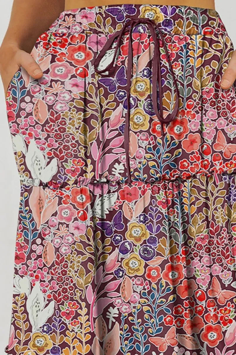 Floral Fantasy Tiered Maxi Skirt