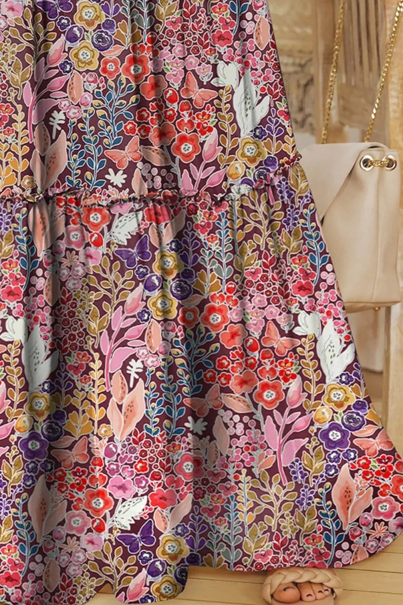 Floral Fantasy Tiered Maxi Skirt