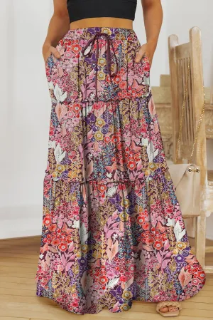 Floral Fantasy Tiered Maxi Skirt