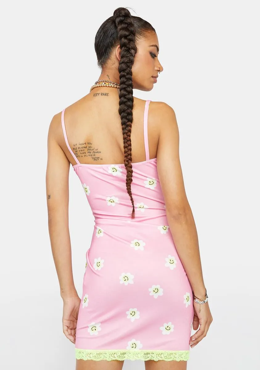 Flower Smiley Lace Trim Dress