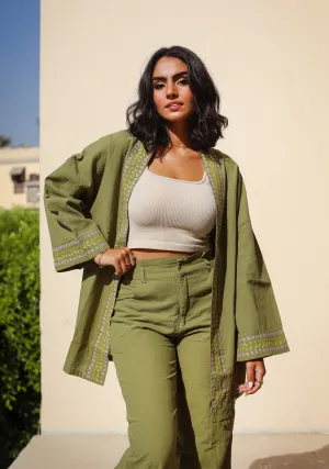 Gaia Linen Kimono Lime Green