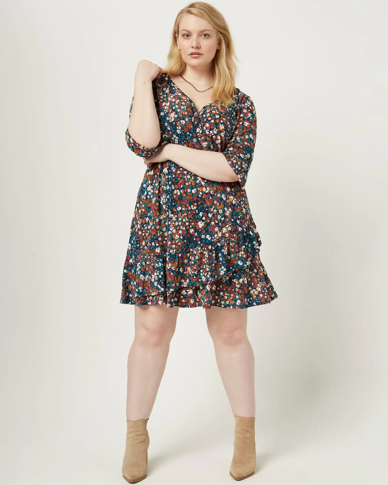 Gianna Ditsy Floral Dress | Teal / Ivory