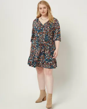 Gianna Ditsy Floral Dress | Teal / Ivory