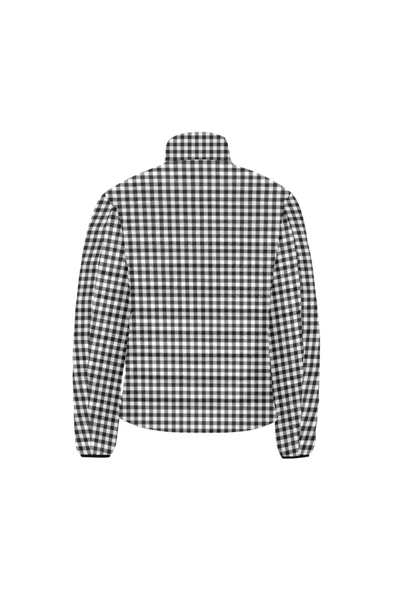 Gingham Men's Stand Collar Padded Jacket (Model H41)
