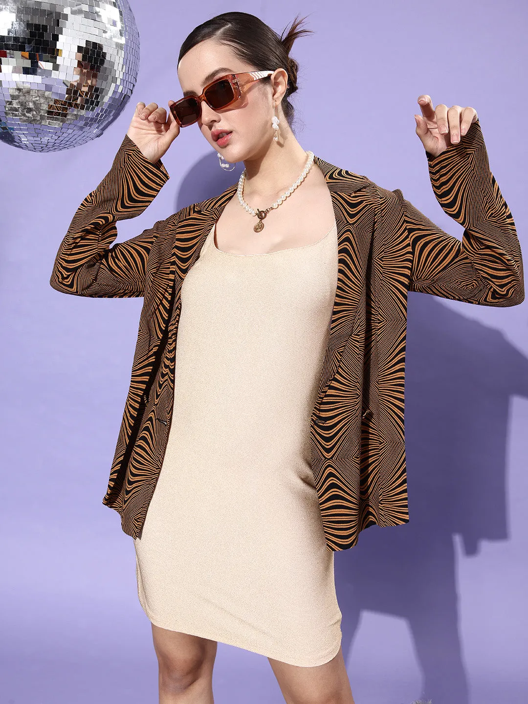 Gold Polyester Lycra Bling Bodycon Dress