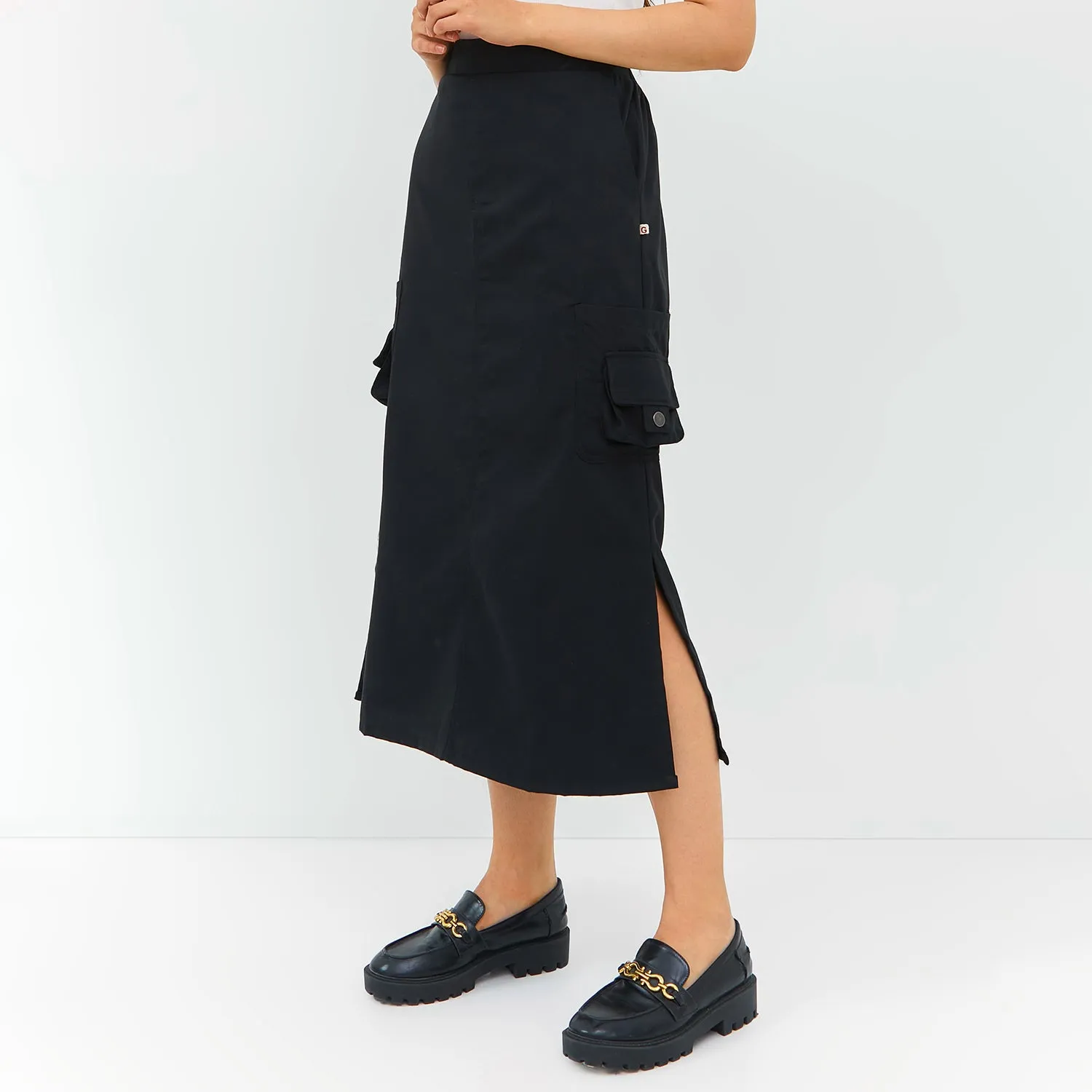 GRAPHIS Cargo Pocket Midi Skirt With Slit Black