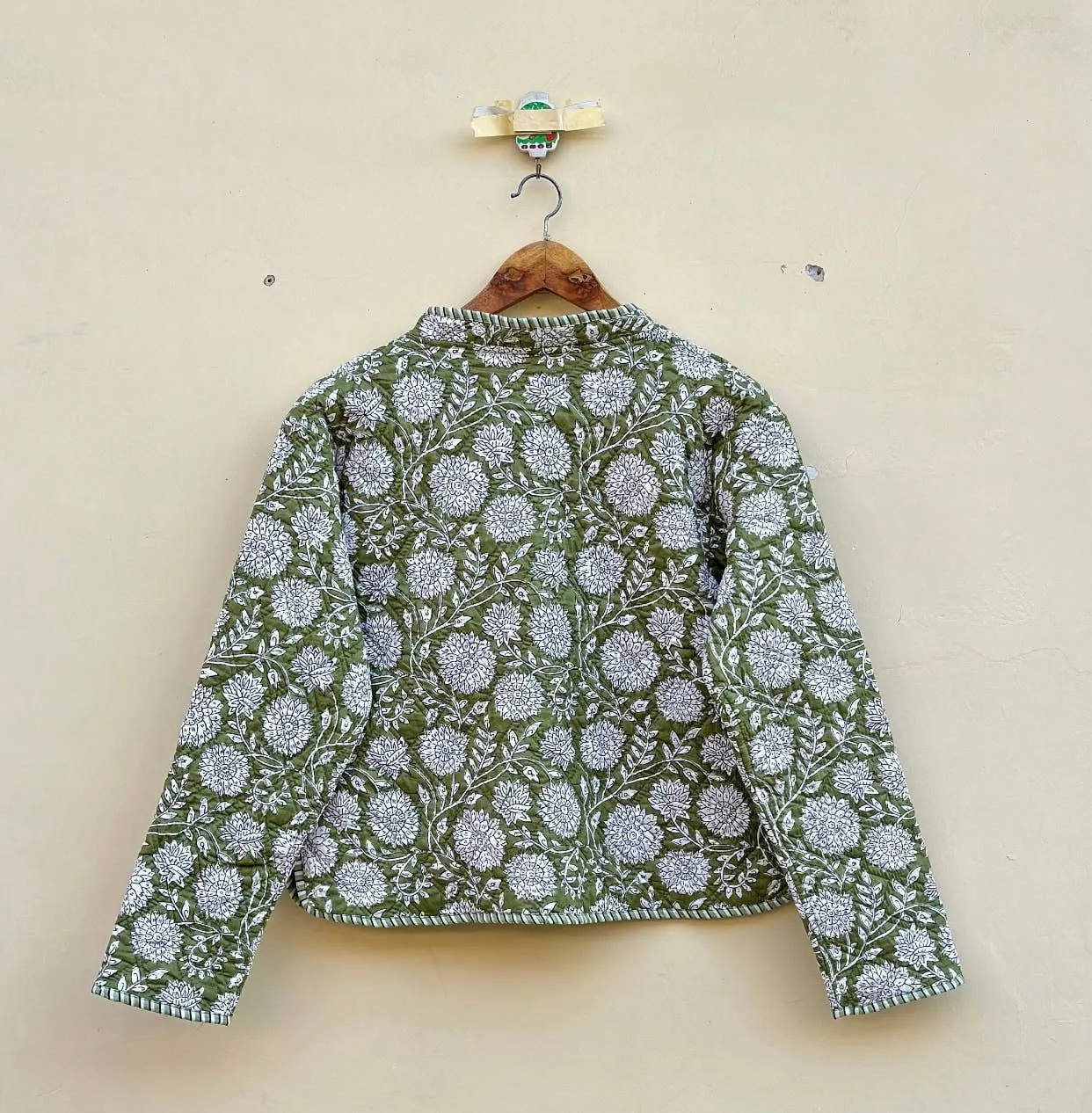 Green Floral Quilted Jacket-reversible