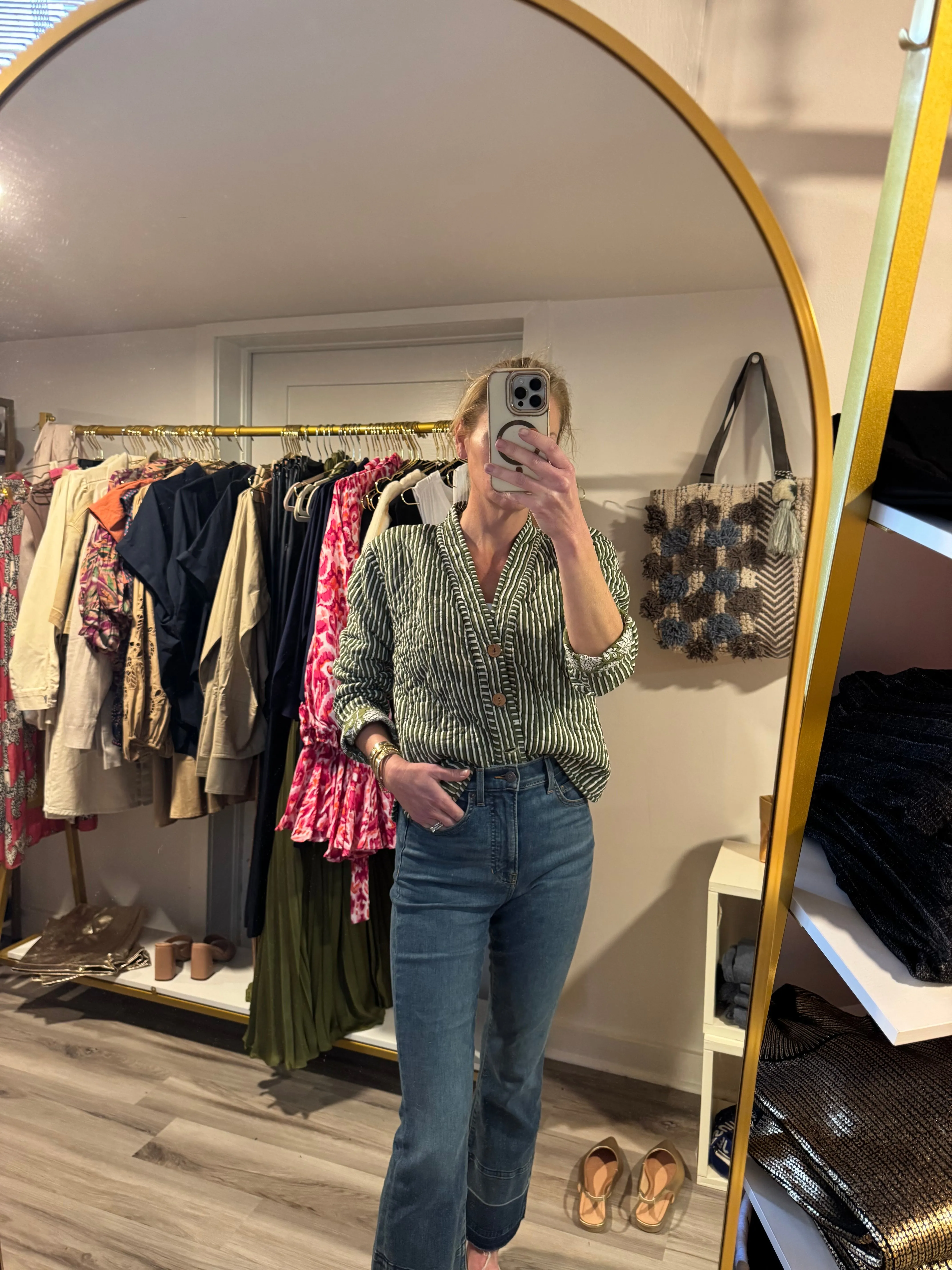 Green Floral Quilted Jacket-reversible