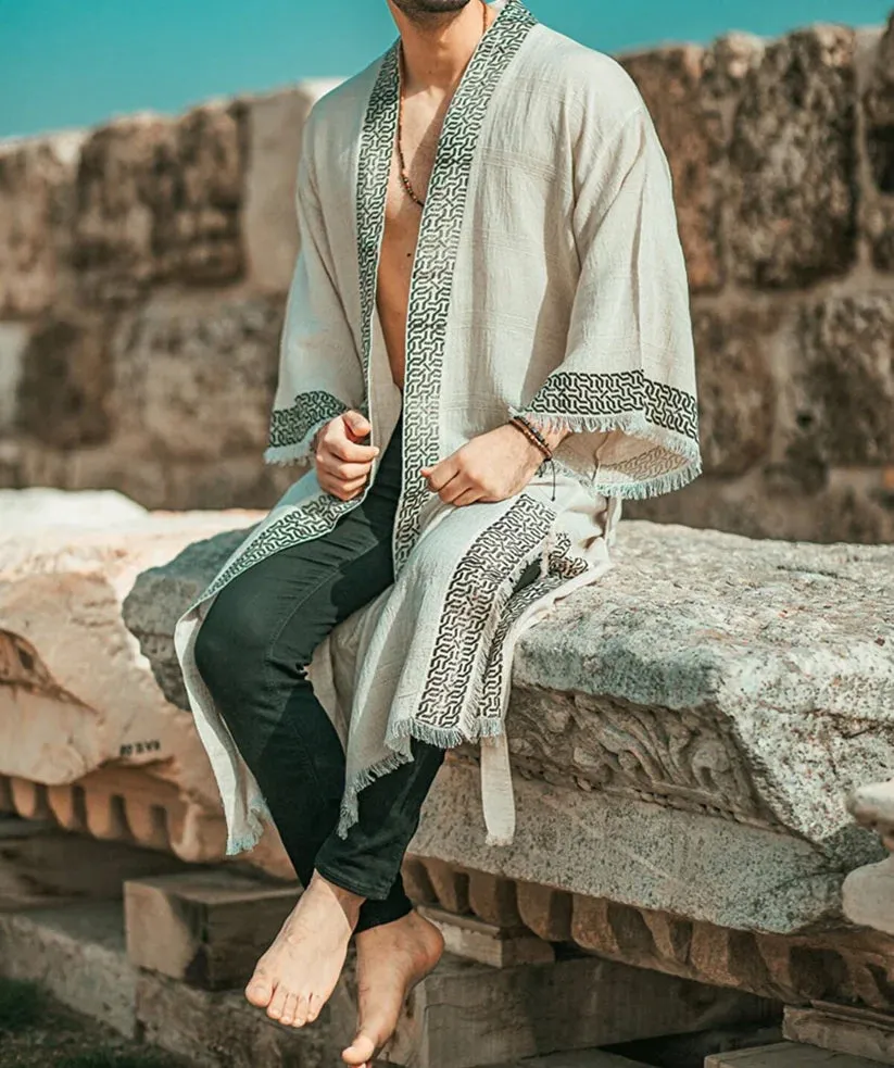 Heart Earth Craft - "SUN GOD" Men's Linen Kimono Robe