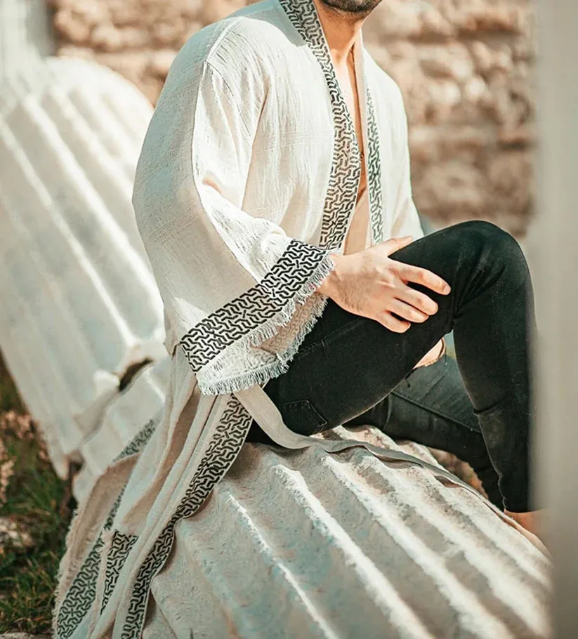 Heart Earth Craft - "SUN GOD" Men's Linen Kimono Robe