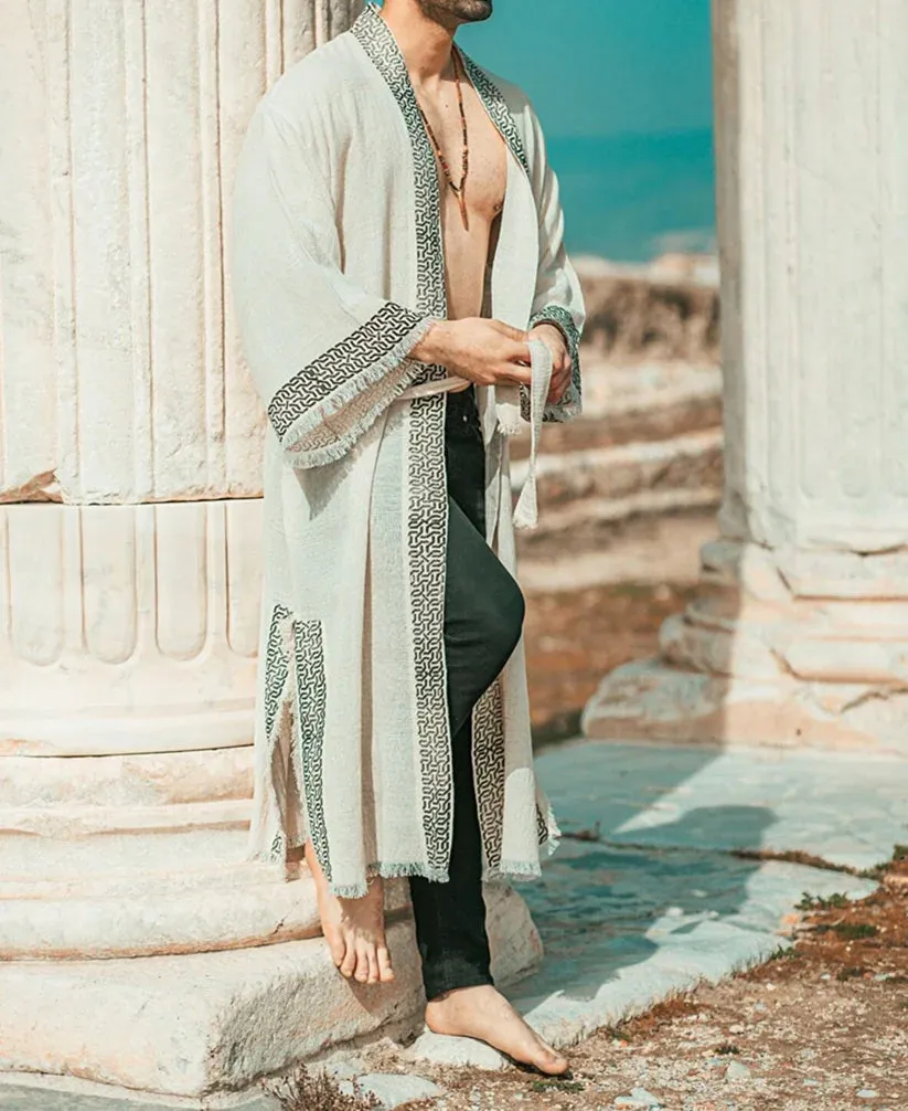 Heart Earth Craft - "SUN GOD" Men's Linen Kimono Robe