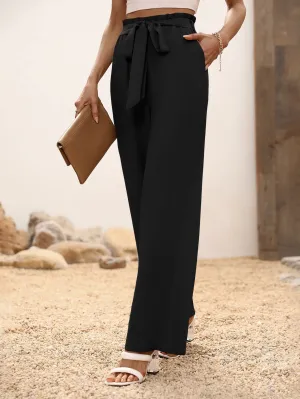 High Waist Belted Wide Leg Pants