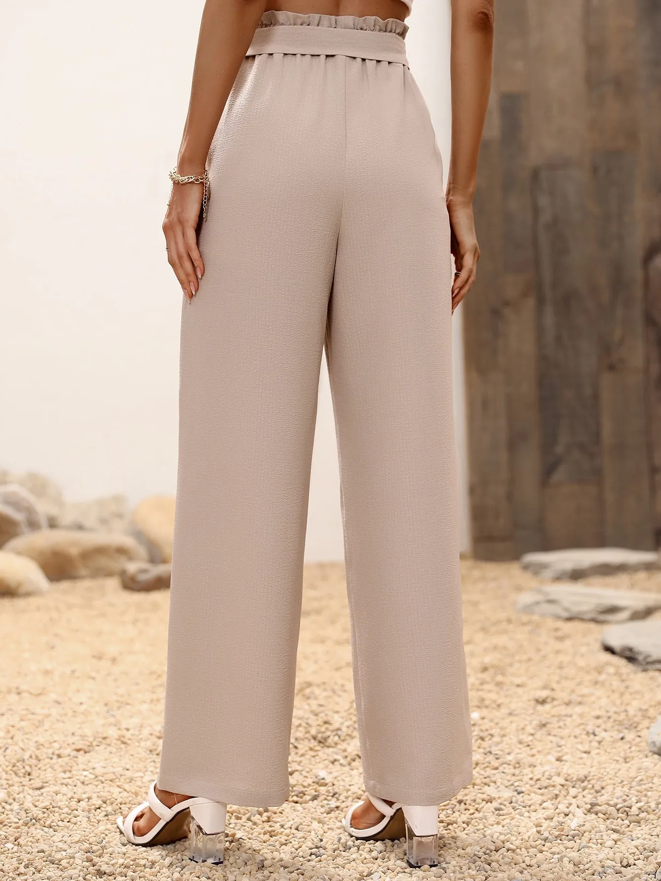 High Waist Belted Wide Leg Pants