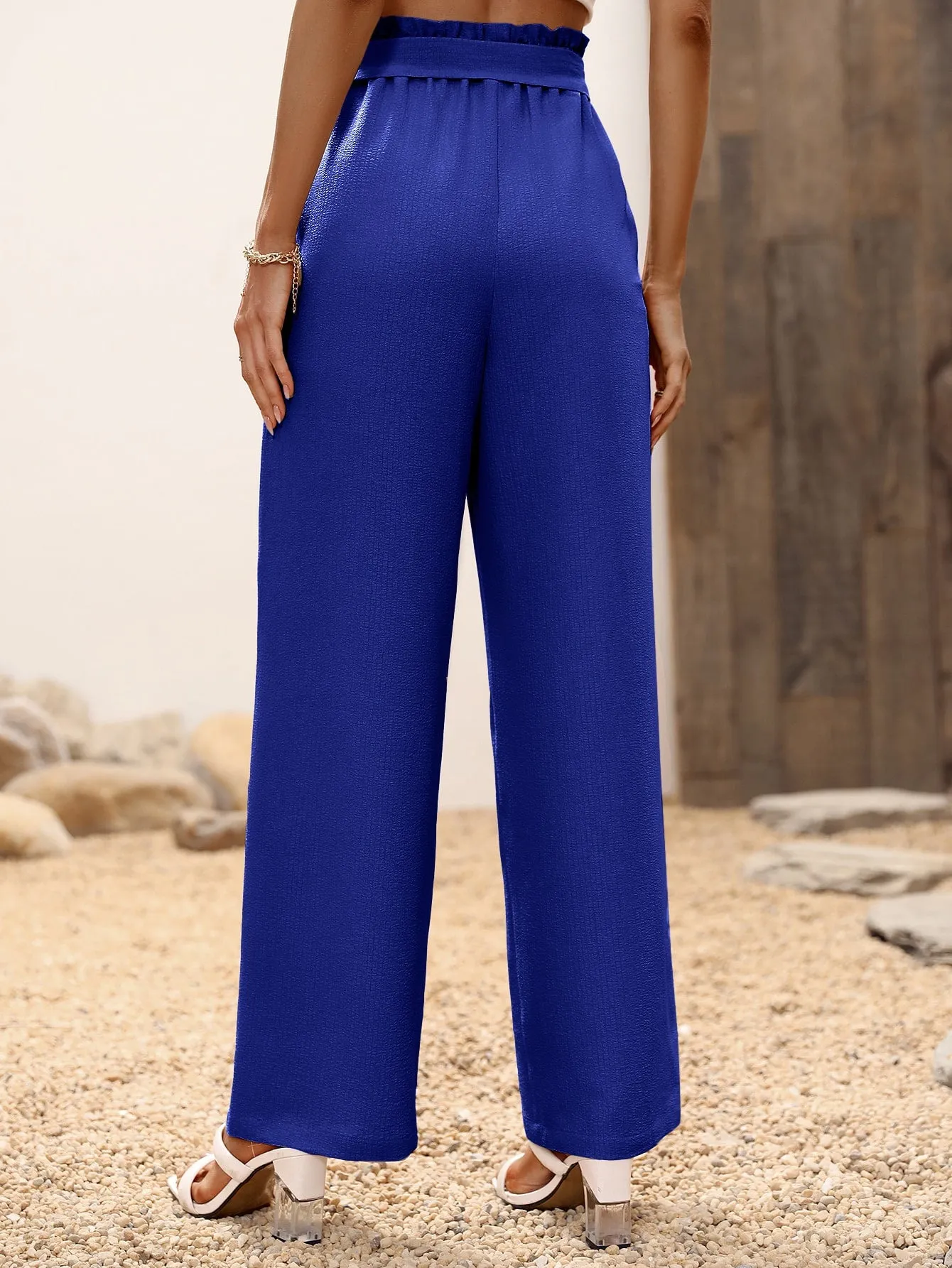 High Waist Belted Wide Leg Pants