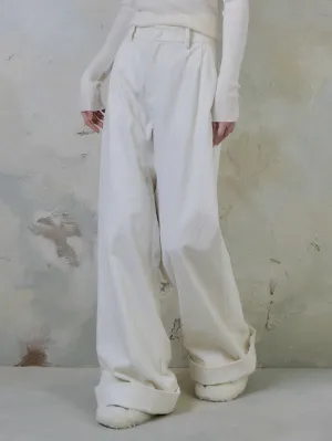 High Waist Corduroy Straight Wide Leg Pants