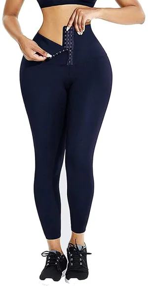 High Waist Corset Navy Tummy Control Yoga Pants