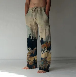 High waist elastic loose butterfly print loose casual wide-leg sports pants