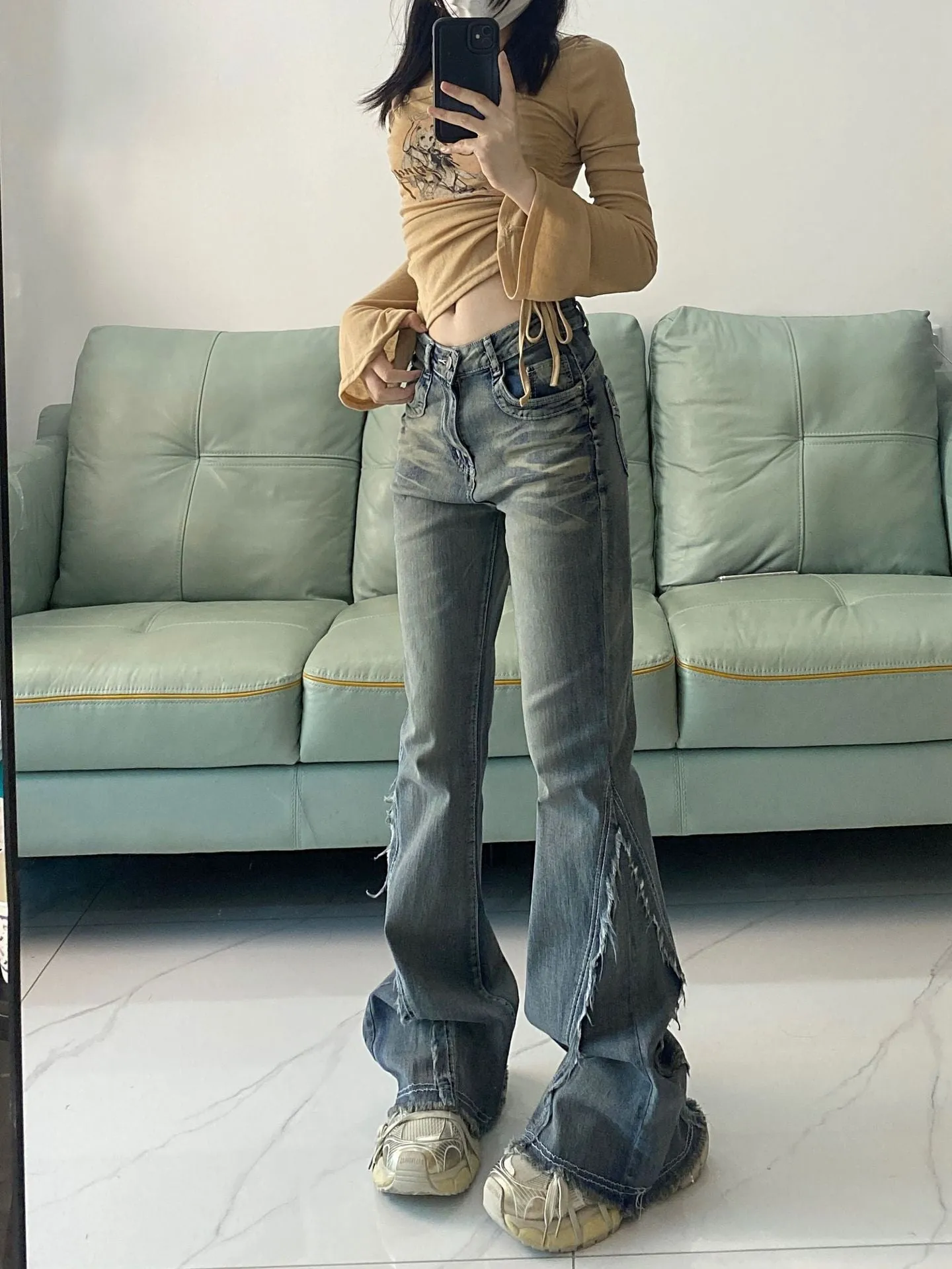 High Waist Retro Slim Pants