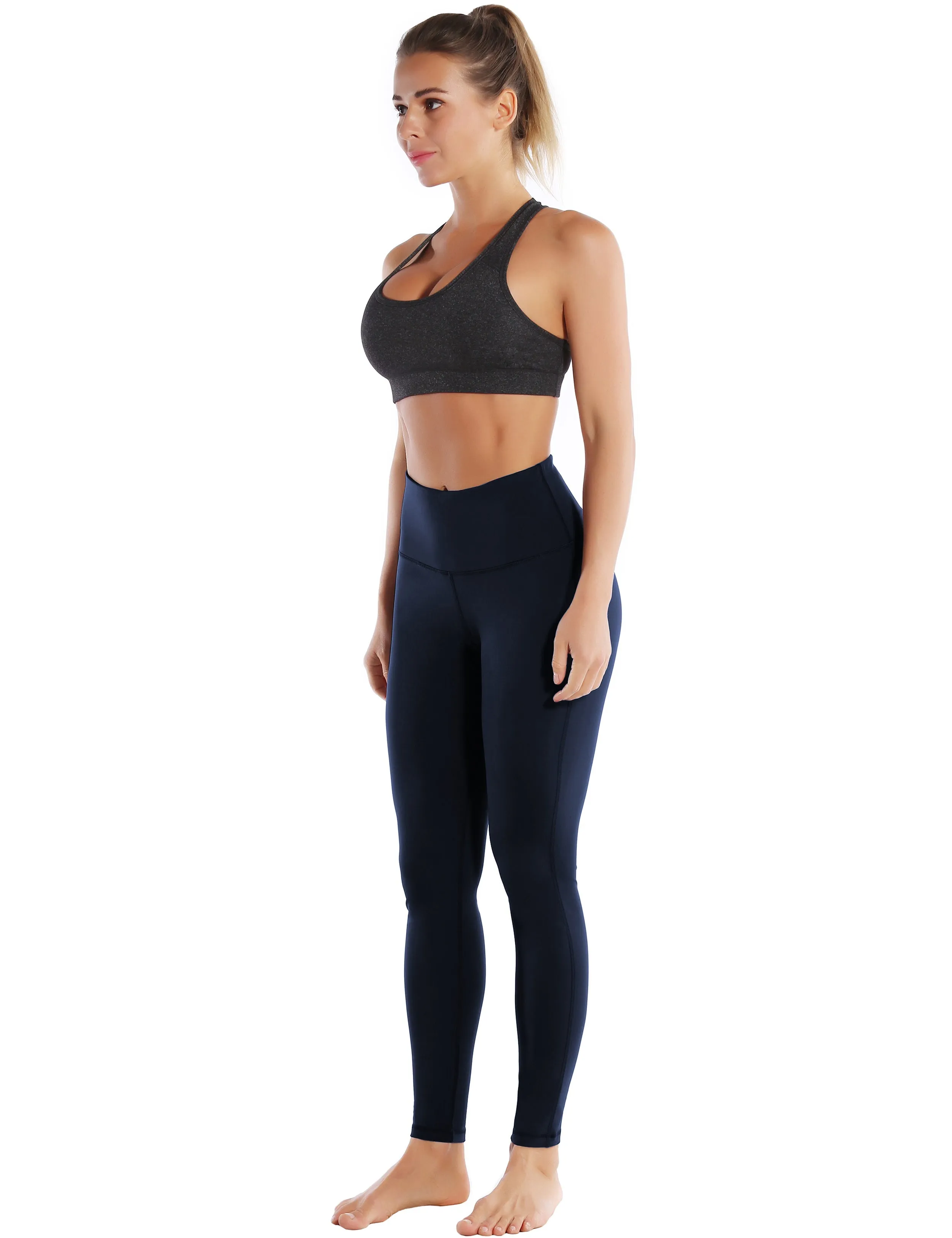 High Waist Side Line Pilates Pants darknavy_Pilates