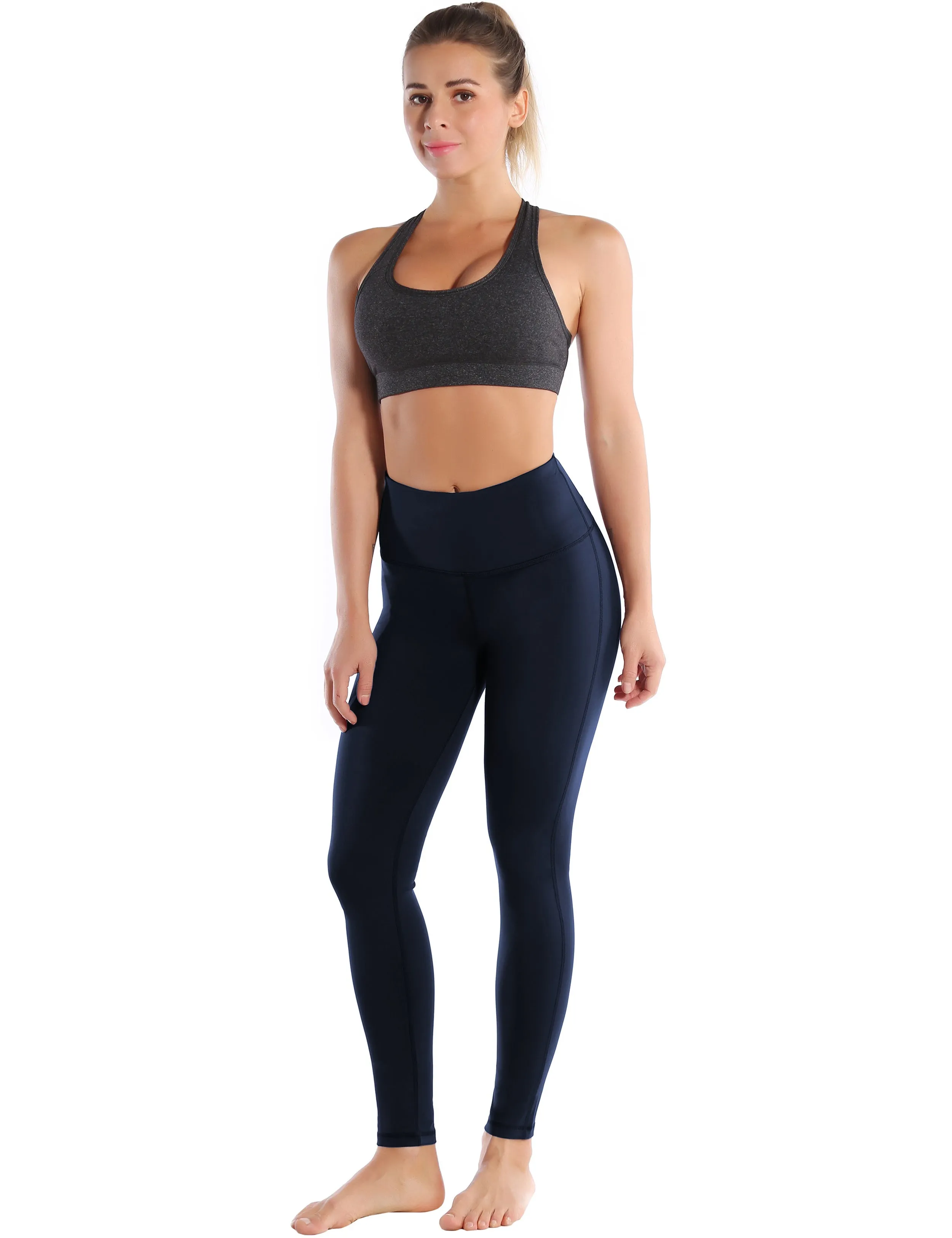 High Waist Side Line Pilates Pants darknavy_Pilates
