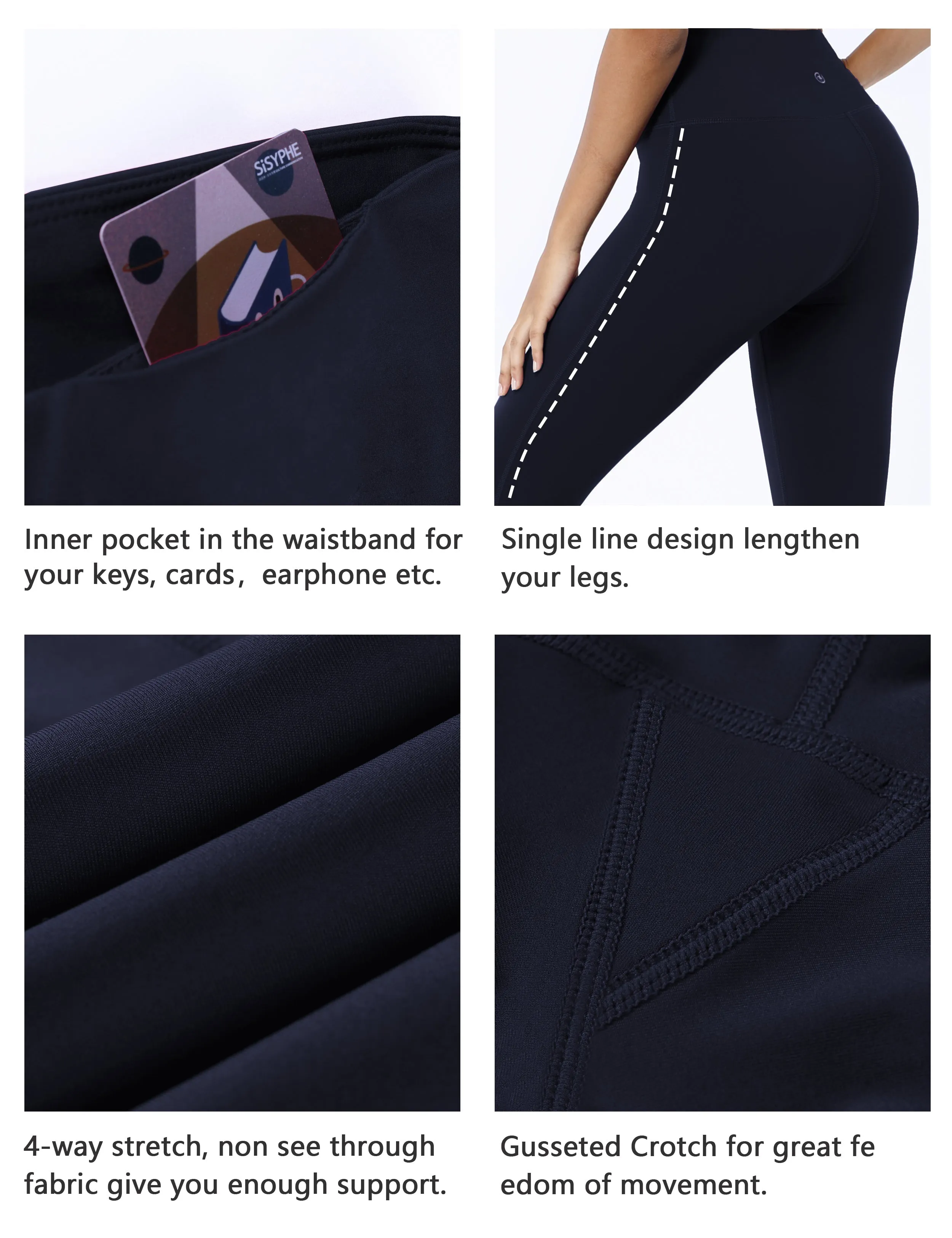 High Waist Side Line Pilates Pants darknavy_Pilates