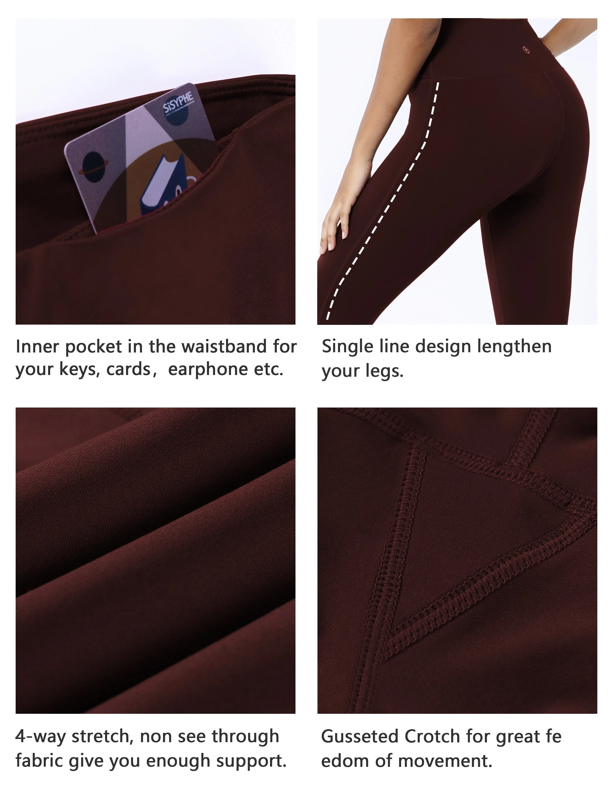 High Waist Side Line Pilates Pants mahoganymaroon_Pilates