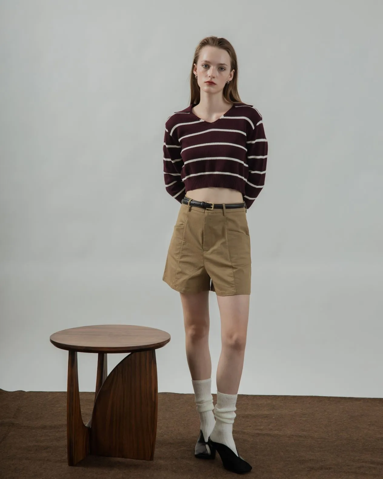 High Waist Side Pocket Shorts (Khaki)