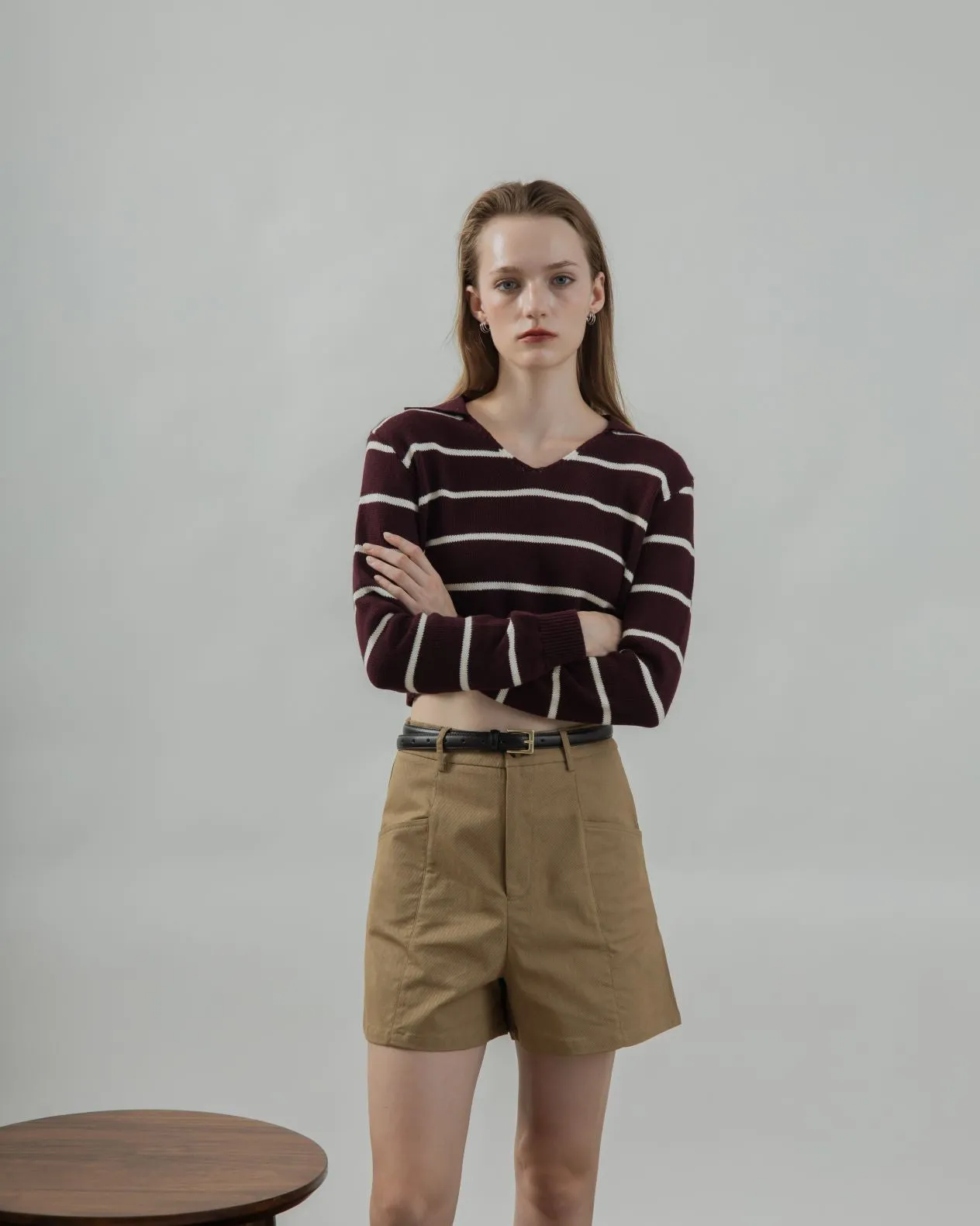 High Waist Side Pocket Shorts (Khaki)