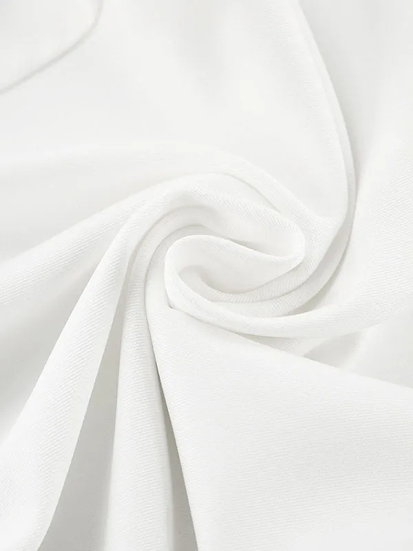 High Waist Wide Leg White Long Pants