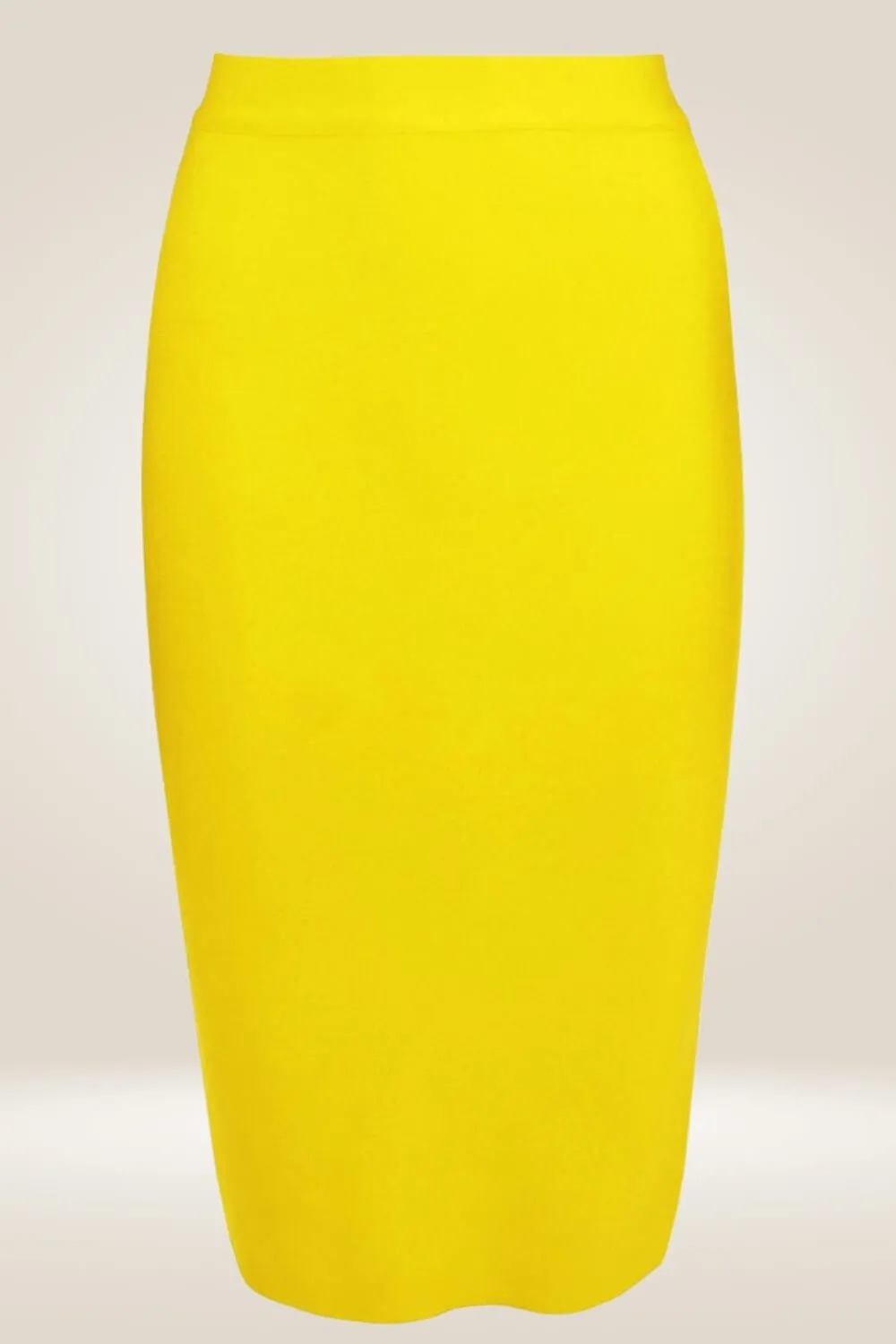 High Waisted Yellow Midi Skirt