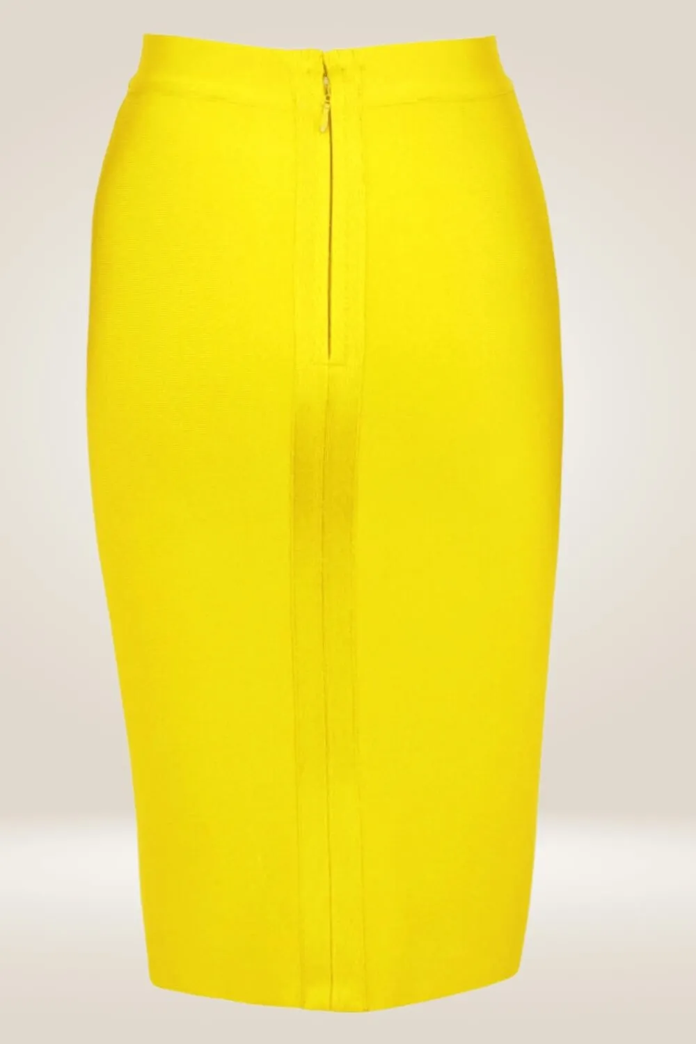 High Waisted Yellow Midi Skirt