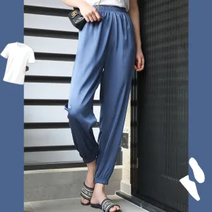 Home Jogger Slim Fit Casual Pants Women Summer Thin Harem High Waist Look Fairy-Look Cool Pants