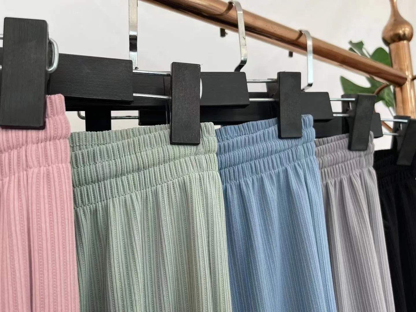 Ice Silk Wide Leg Floor Length Casual Women Summer High Waist Drape Solid Colored Knitted Straight Jeans Pants
